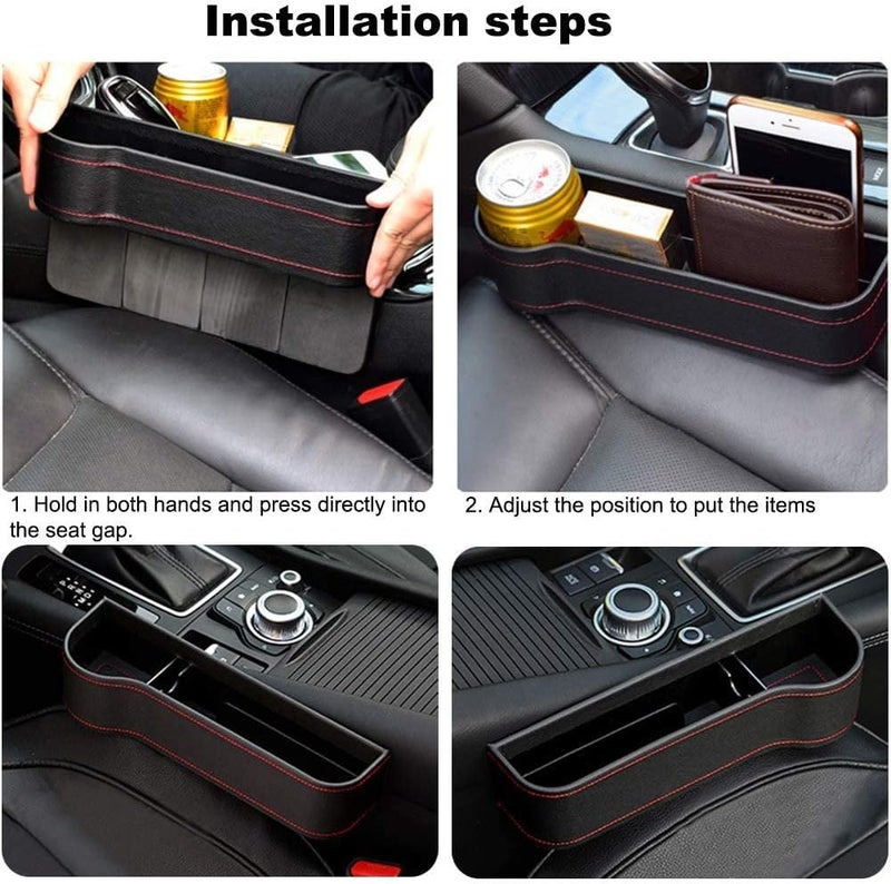 Car Seat Gap Filler Organizer - Premium PU Leather Console with Cup Holder - Image 5