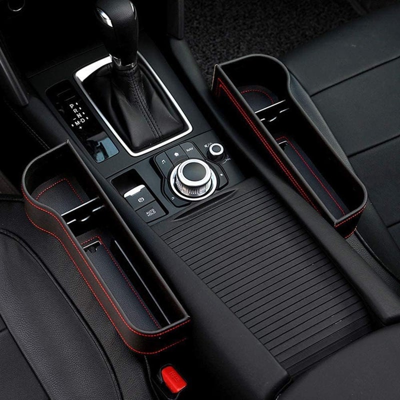 Car Seat Gap Filler Organizer - Premium PU Leather Console with Cup Holder - Image 3