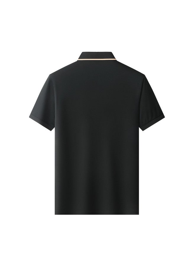 Tucano soft And Skin-friendly Men's Business Casual Polo Shirt With Contrast Jacquard Short Sleeve T-shirt - Image 3
