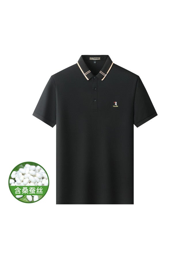 Tucano soft And Skin-friendly Men's Business Casual Polo Shirt With Contrast Jacquard Short Sleeve T-shirt - Image 2