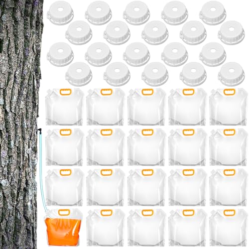 SiliFine 20 Pack Maple Syrup Collection Bags Replacement Bags Include 20 Perforated Lids and 20 Nonperforated Lids for Experts or Beginners Maple Birch Syrup Collection Supplies - Image 1