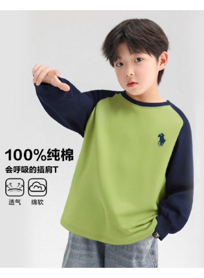 Zuoxi Boys' Long Sleeve Cotton T-shirt | Spring/autumn Base Layer | Kids' Hoodie | Stylish Loose Top | Big Boys' Clothing - Image 1