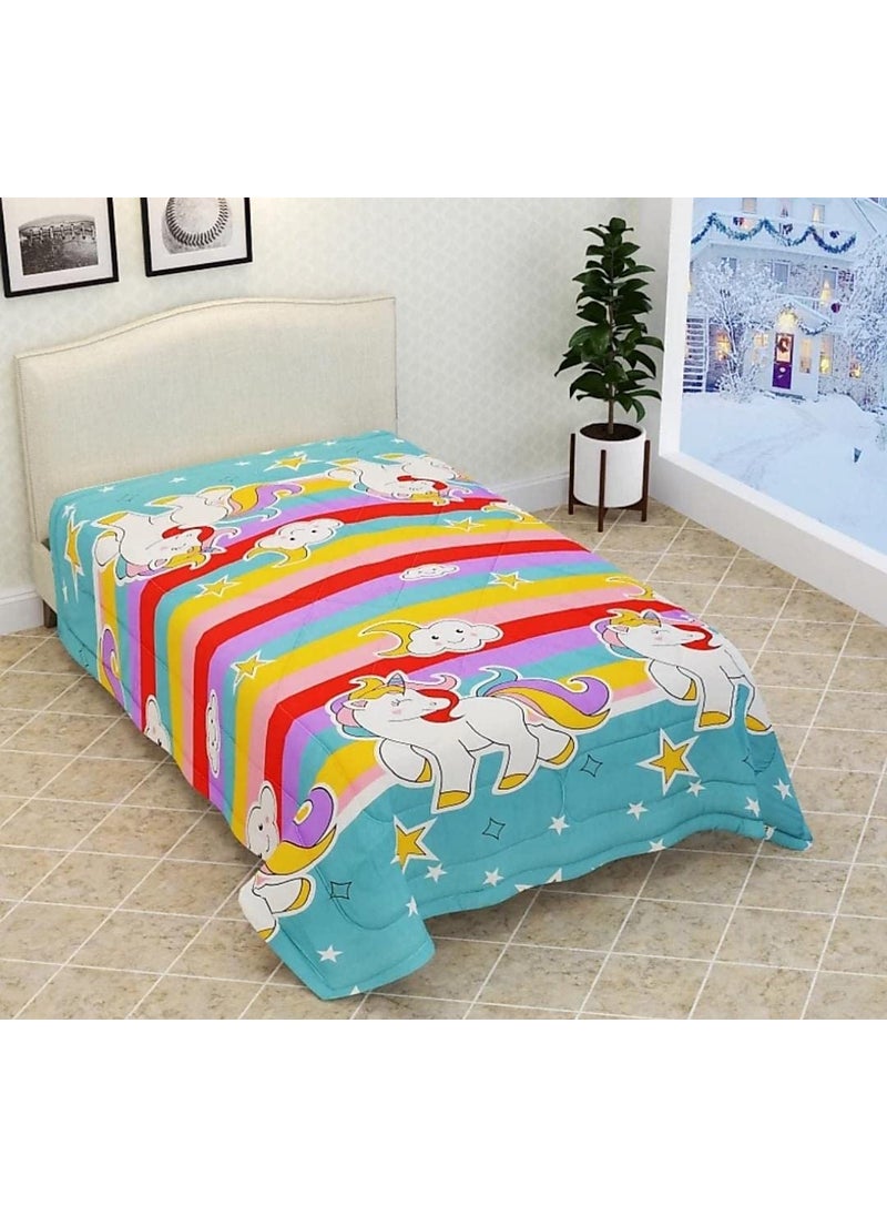ZurZac ZurZac Glace Cotton Kidzee Single Bed Comforter 60 X 100 inch Unicorn Printed  - Image 1