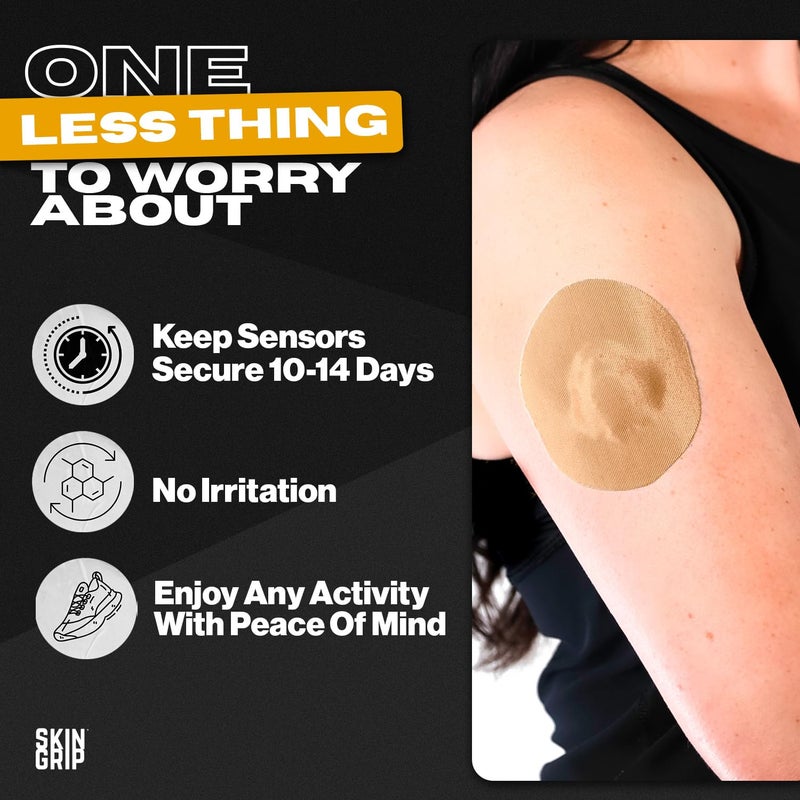 Skin Grip CGM Sensor Patches Compatible with Medtronic Guardian (20-Pack), Waterproof & Sweatproof for 10-14 Days, Pre-Cut Adhesive Tape, Continuous Glucose Monitor Patch, Tan - Image 4