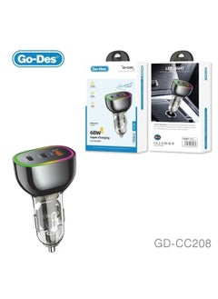 جو-ديز محول سيارة Go-Des GD-CC208 فائق الشحن بقدرة 68 واط 