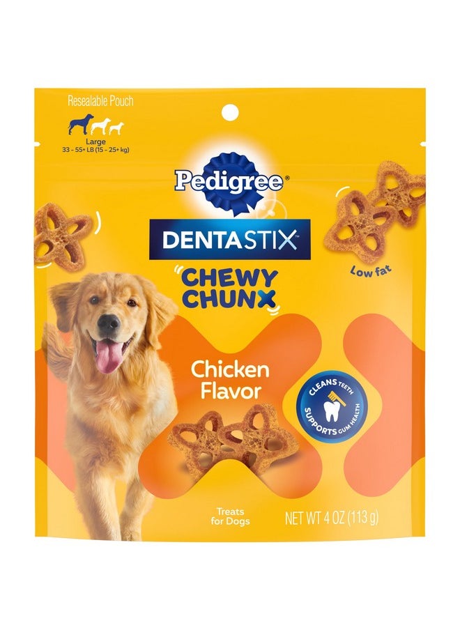 Pedigree - Pedigree Dentastix Chewy Chunx Large Dog Dental Treats Chicken Flavor, 4 oz. Bag - Image 1