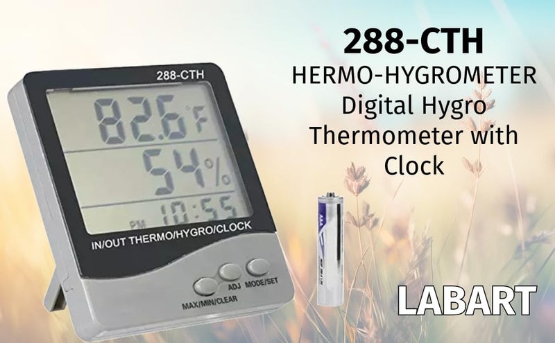 LABART 288-CTH مقياس الحرارة والرطوبة الرقمي مع ساعة عرض كبير 3 خطوط - Image 3