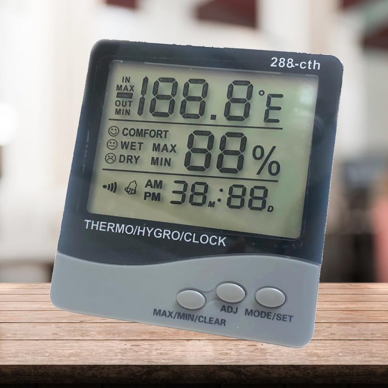 LABART 288-CTH مقياس الحرارة والرطوبة الرقمي مع ساعة عرض كبير 3 خطوط - Image 2