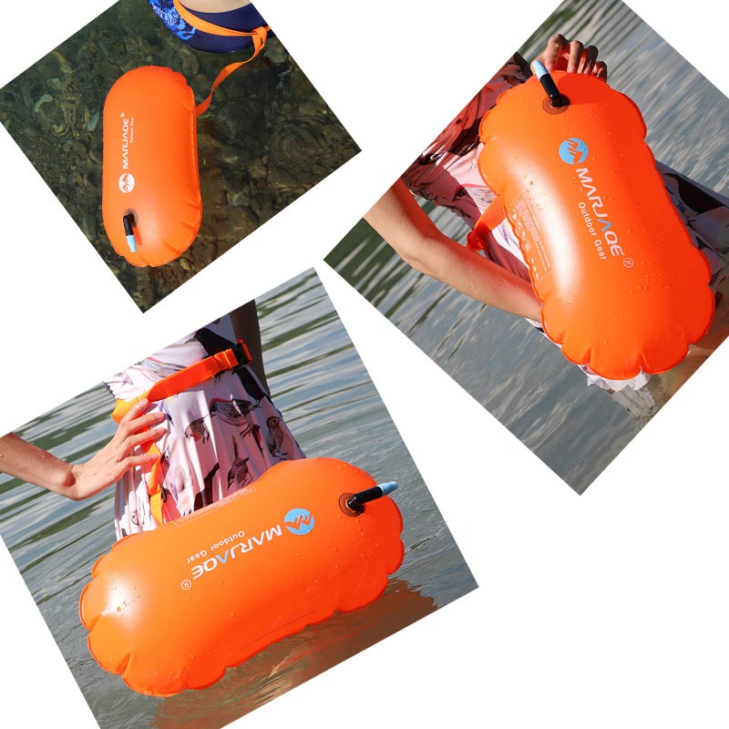 MARJAQE Swim Buoy for Open Water Swimmers Triathletes Kayakers Snorkelers, Swim Float for Open Water Swim Buoy Float for Swim Safety Swim Training - Image 2
