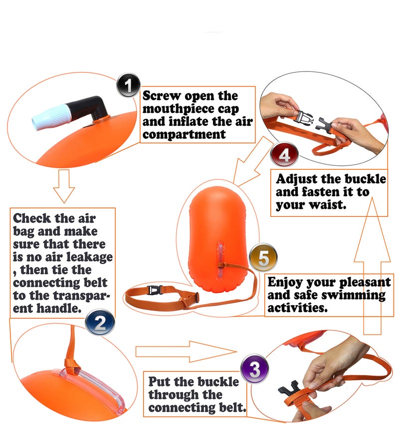 MARJAQE Swim Buoy for Open Water Swimmers Triathletes Kayakers Snorkelers, Swim Float for Open Water Swim Buoy Float for Swim Safety Swim Training - Image 5