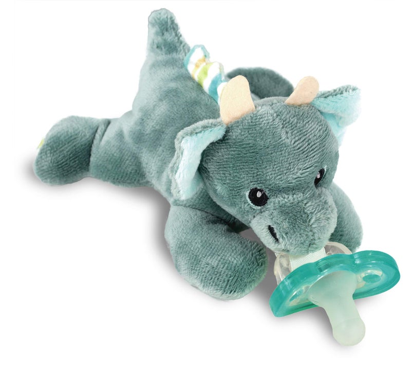 Razbaby RaZbaby JollyPop Pacifier Holder wDetachable Baby Pacifier Stuffed Animal RaZbuddy All Ages 0M 100 Medical Grade USA Made Silicone Machine Washable Textured Easy to Hold Dragon