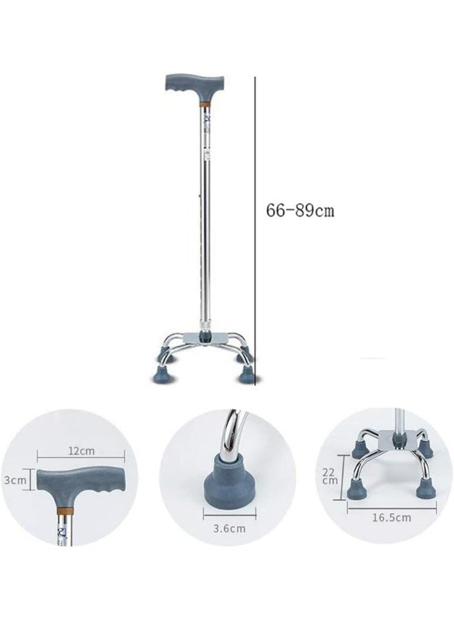 Generic Four-Legged Crutch for Seniors - Stainless Steel - Anti Slippery Crutch  - Image 2
