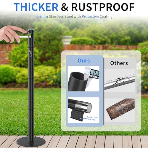 Scisum Cigarette Butt Disposal Outdoor and Indoor - 50" Waterproof Outdoor Ashtrays with Top Rain Cap - 2" Diameter Stainless Steel Standing Ashtray for Smokers Outside Patio, Home - Image 3