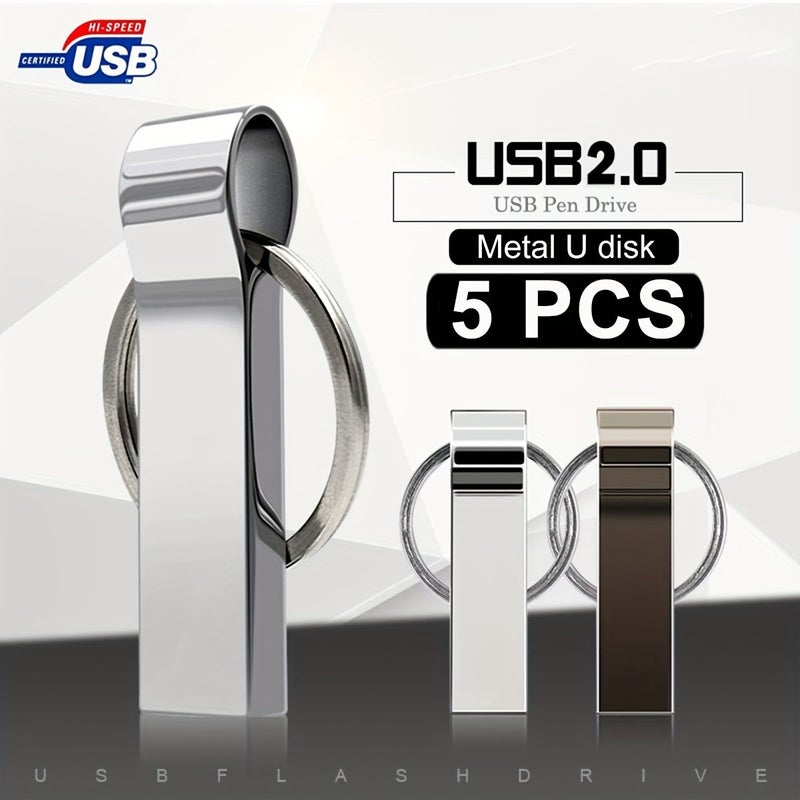 5 قطع من محرك أقراص فلاش USB 2.0 سعة 4 جيجابايت من المعدن عالي السرعة للحاسوب المحمول والكمبيوتر اللوحي والهاتف ومشغل الصوت في السيارة ووحدة التحكم في الألعاب - Image 3