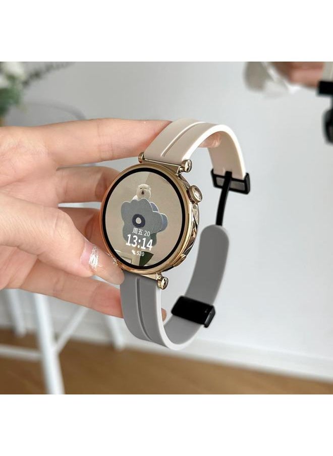 Generic For Huawei Gt4/Gt3 Strap Gt5 Silicone Magnetic Smart Watch Watch4pro Watch Strap Watchgt-Color:Apricot Color And Light Gray, Take One Shot And Two; Two Sets - Suitable For Huawei Gt3/gt3pro [dial 46mm]  - Image 1