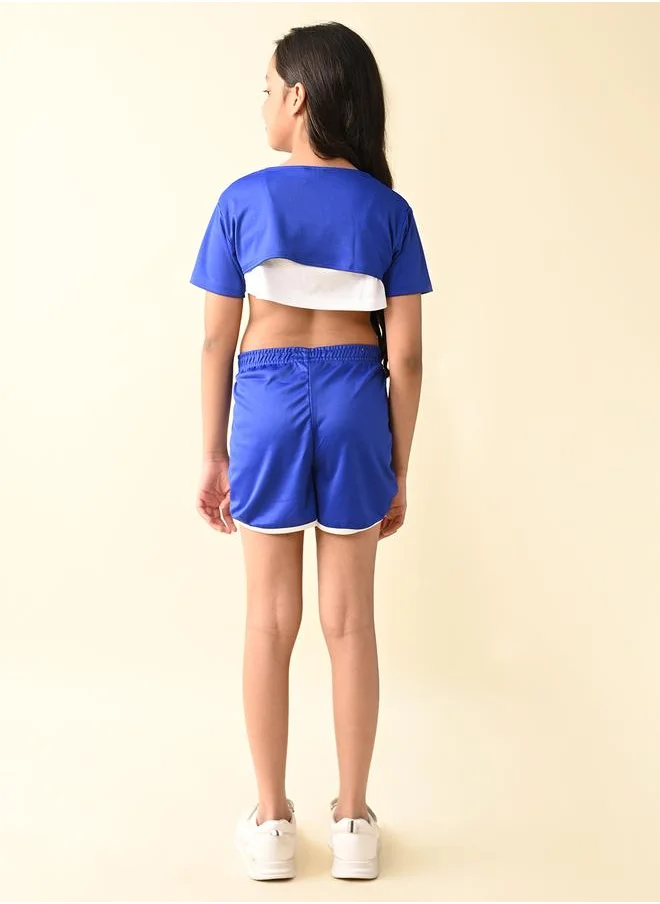 ليل بيكس California Printed Crop Top with Bermuda Shorts Atheisure 3pcs Set