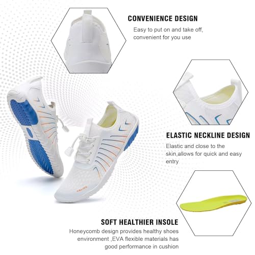 YALOX Water Shoes Men's Women's Swim Shoes Outdoor Beach Barefoot Quick-Dry Aqua Pool Socks Swimming Yoga Surfing Exercise(A03-White,39EU) - Image 5