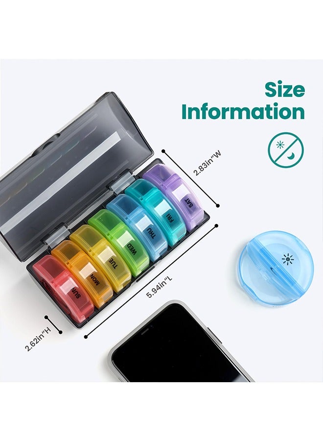 Generic Weekly Pill Organizer 2 Times a Day, Travel Pill Box 7 Day, AM PM Twice a Day Pill Case, Portable Daily Vitamin Organizers for Medication, Vitamins, Fish Oil, Supplements (Multi-Color)  - Image 3