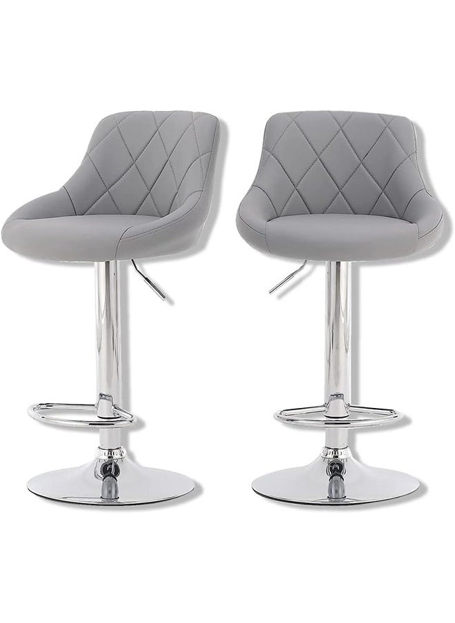 Garlo Modern Bar Stools Set, Leatherette Exterior, Adjustable Swivel Gas Lift, Chrome Footrest and Base for Breakfast Bar, Counter, Kitchen and Home Barstools  - Image 1