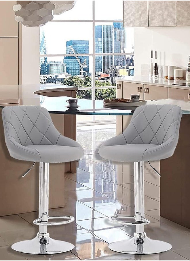 Garlo Modern Bar Stools Set, Leatherette Exterior, Adjustable Swivel Gas Lift, Chrome Footrest and Base for Breakfast Bar, Counter, Kitchen and Home Barstools  - Image 4