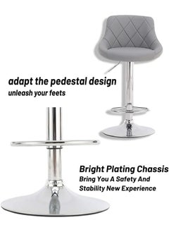 Garlo Modern Bar Stools Set, Leatherette Exterior, Adjustable Swivel Gas Lift, Chrome Footrest and Base for Breakfast Bar, Counter, Kitchen and Home Barstools  - Image 2