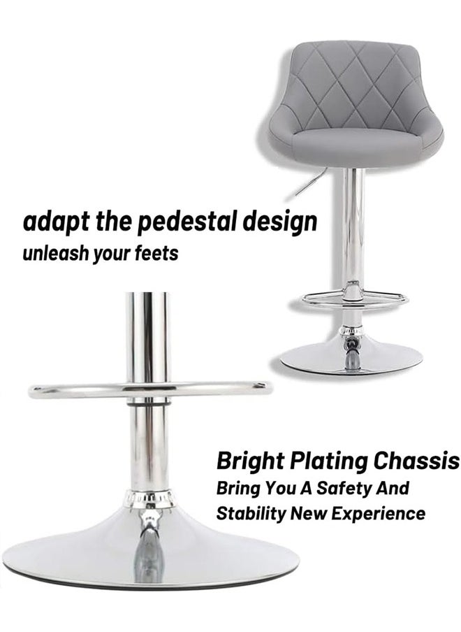 Garlo Modern Bar Stools Set, Leatherette Exterior, Adjustable Swivel Gas Lift, Chrome Footrest and Base for Breakfast Bar, Counter, Kitchen and Home Barstools  - Image 2