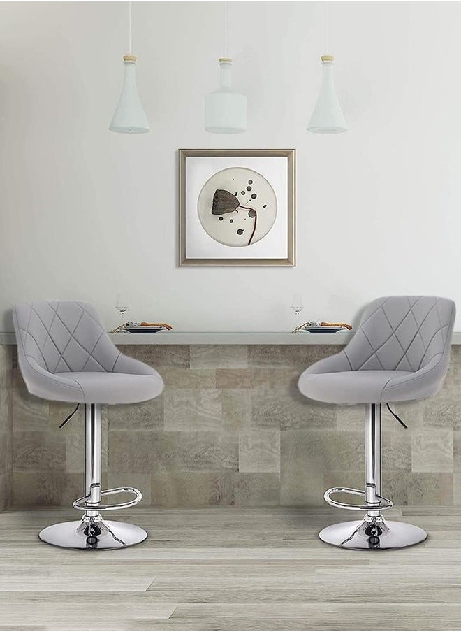 Garlo Modern Bar Stools Set, Leatherette Exterior, Adjustable Swivel Gas Lift, Chrome Footrest and Base for Breakfast Bar, Counter, Kitchen and Home Barstools  - Image 5