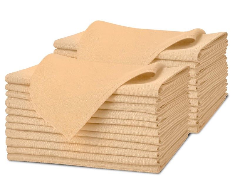Avalon Kitchen Cloth Napkins Pack of 24  Beige Napkin 17x17 Inches Linen Napkins  100 Polyester Dinner Napkins Durable and Absorbent with Hemmed Edges Ideal for Parties and Wedding