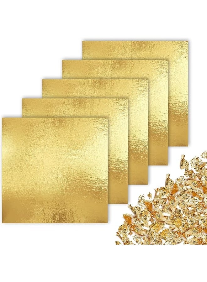 Keepsmiling 25 Pieces Gold Leaf Sheets for Crafts, 14x14 cm - Image 2