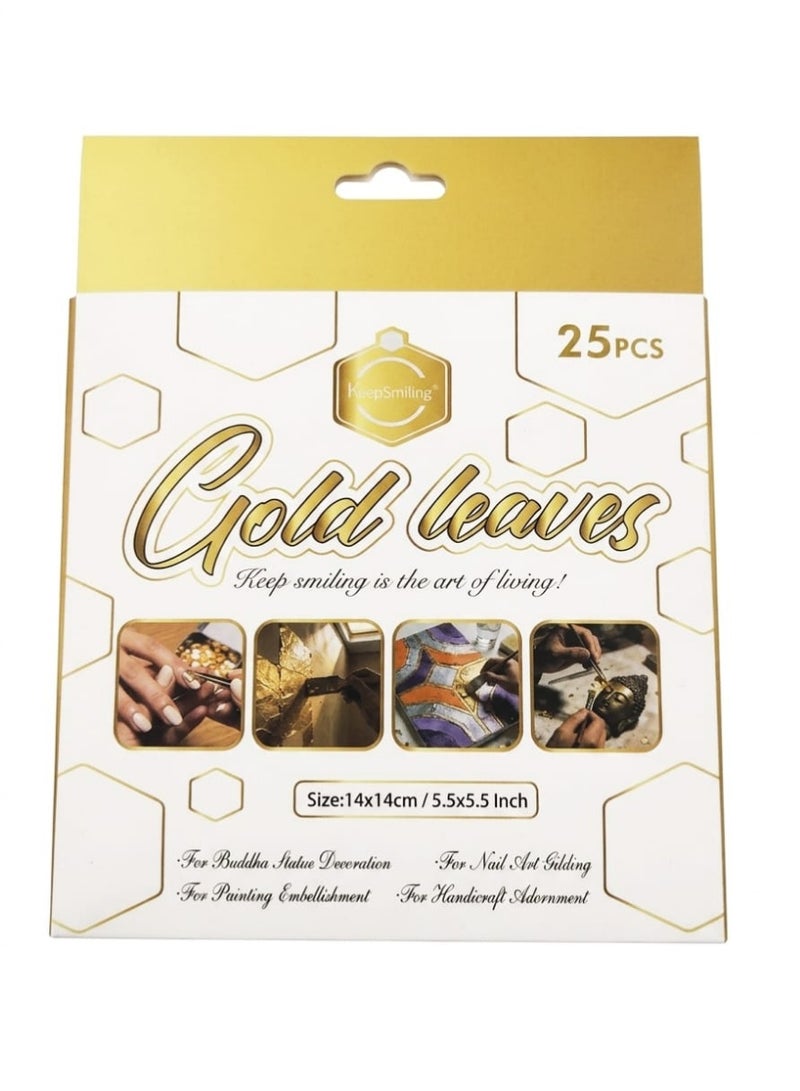 Keepsmiling 25 Pieces Gold Leaf Sheets for Crafts, 14x14 cm - Image 1