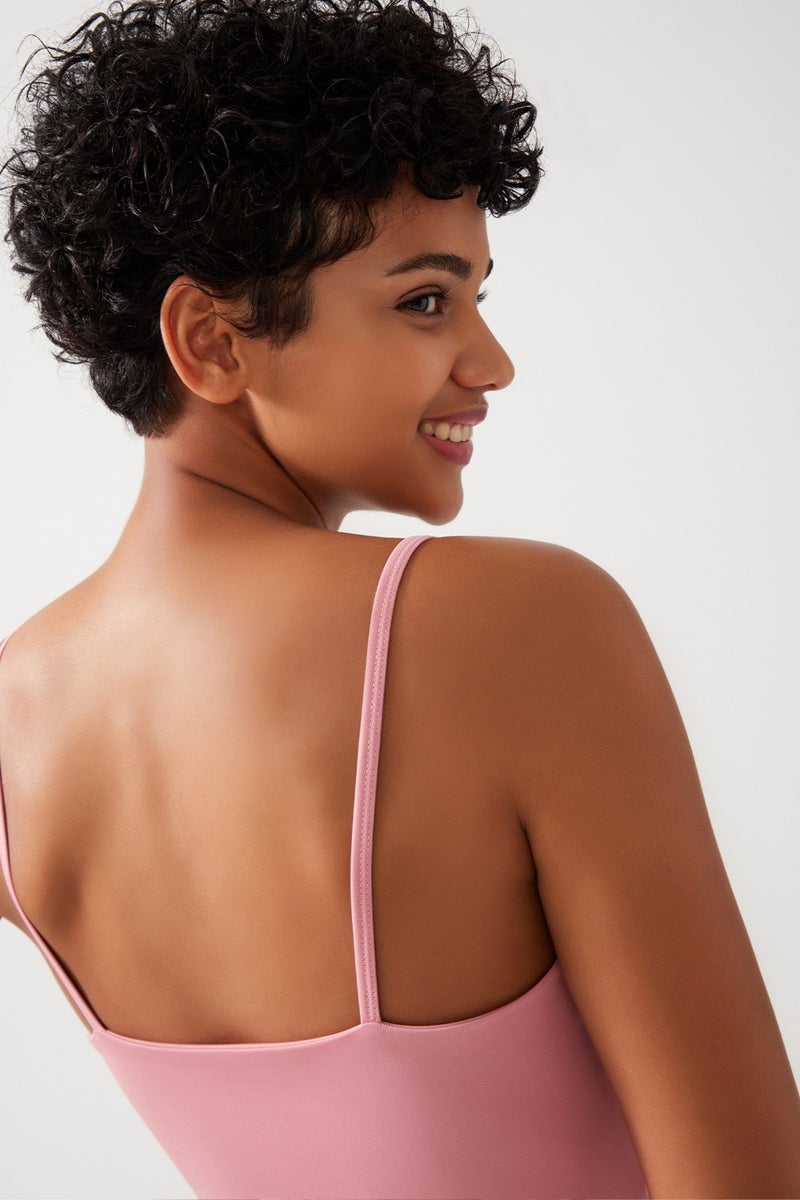 Los Ojos Women's Pink Strap Light Support Covered Sports Bra Straps  - Image 3