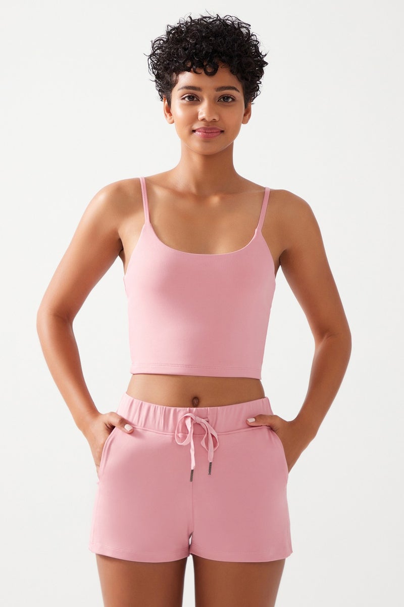 Los Ojos Women's Pink Strap Light Support Covered Sports Bra Straps  - Image 4