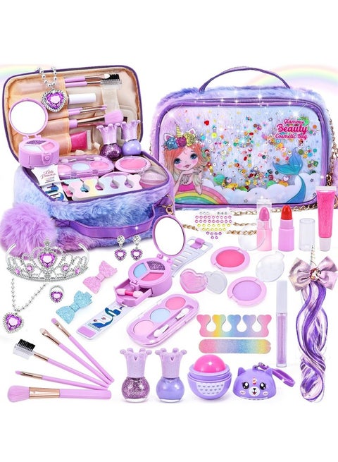 مكياج اطفال مجموعة مكياج للأطفال للبنات، مجموعة مكياج يونيكورن، مجموعة مكياج حقيقية قابلة للغسل للفتيات الصغيرات، مكياج الأميرة الصغيرة لهدايا عيد ميلاد الأطفال، ألعاب يونيكورن للفتيات