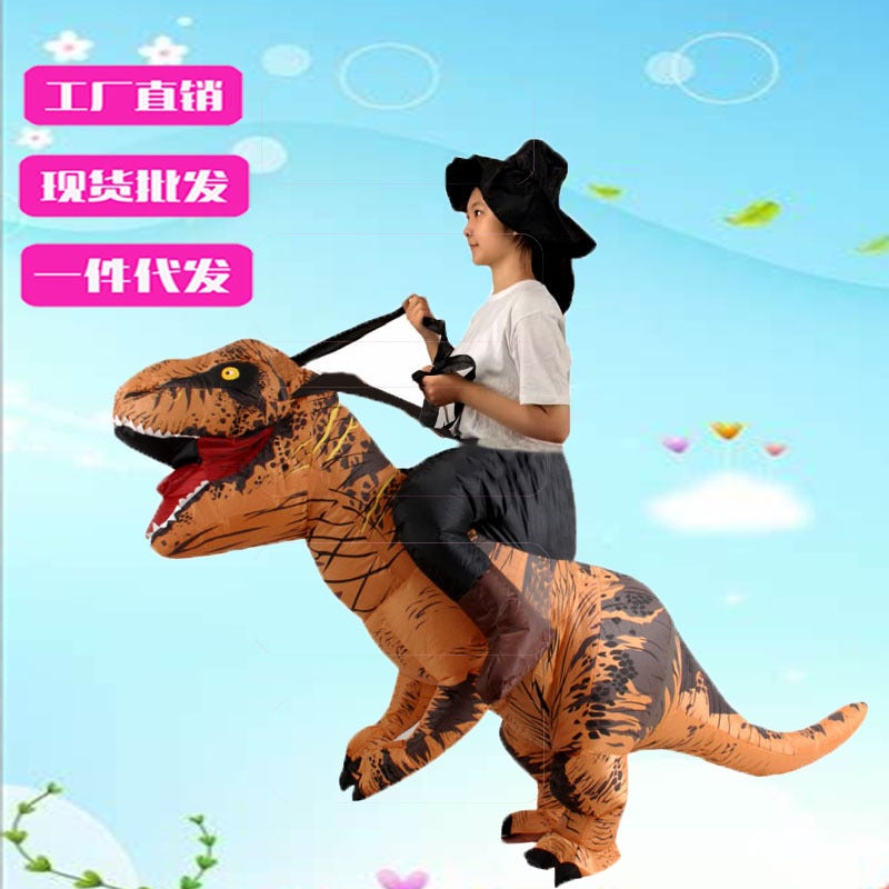 Cross-Border Halloween Masquerade Cycling Dinosaur Tyrannosaurus Rex Mount Doll Toy Funny Props Inflatable Suit - Image 2