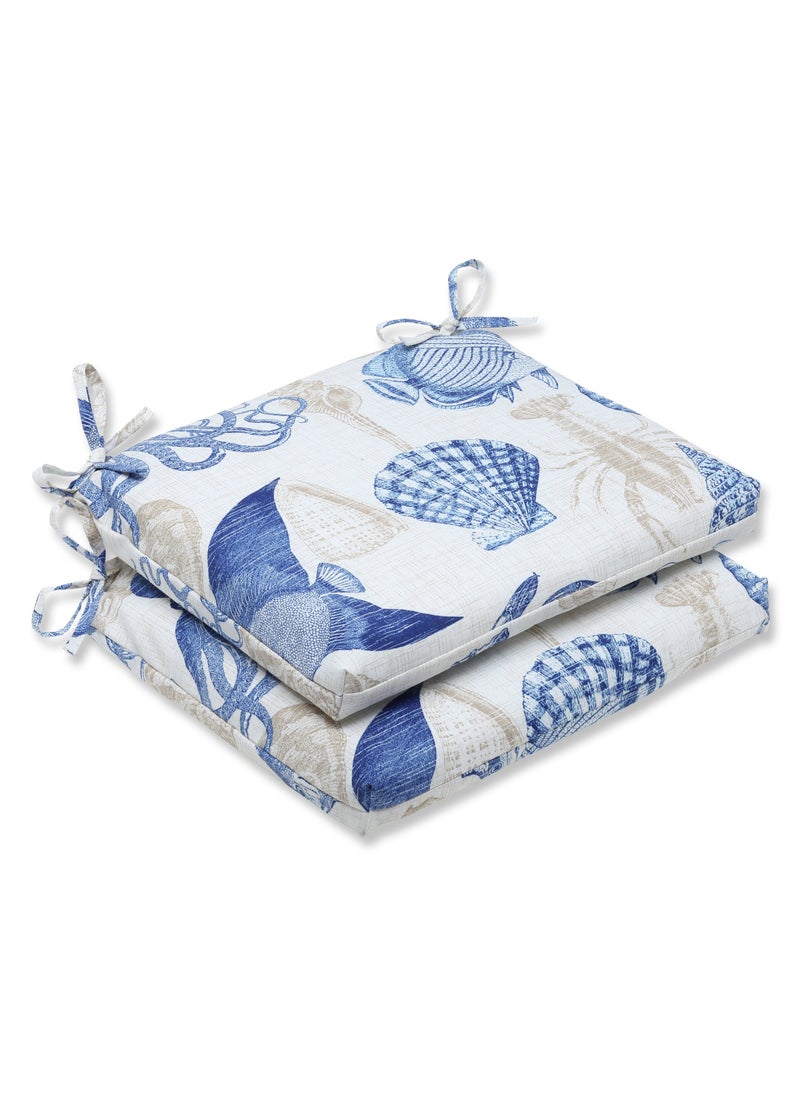 Pillow Perfect Pillow Perfect OutdoorIndoor Sealife Marine Square Corner Seat Cushions 185 x 16 Blue 2 Count 