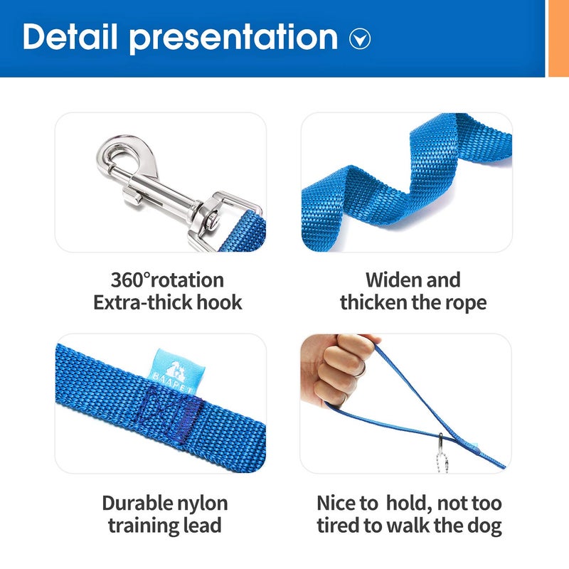 BAAPET 15/20/30/50/100 ft Long Dog Training Leash with Clickers for Small, Medium and Large Dogs or Cats (50 Feet, Blue) - Image 3