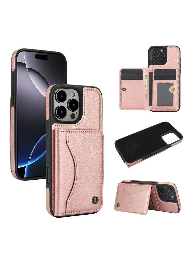 Case For iPhone 16 Pro Max AwQuer Horizontal Flip Card Bag Holder Leather Phone Case