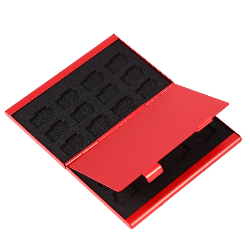 TF Card Case: 24-Piece Red Aluminum & EVA Double-Layer Holder - Durable Shockproof Protection Portable Storage for Travel and Photography - Image 5