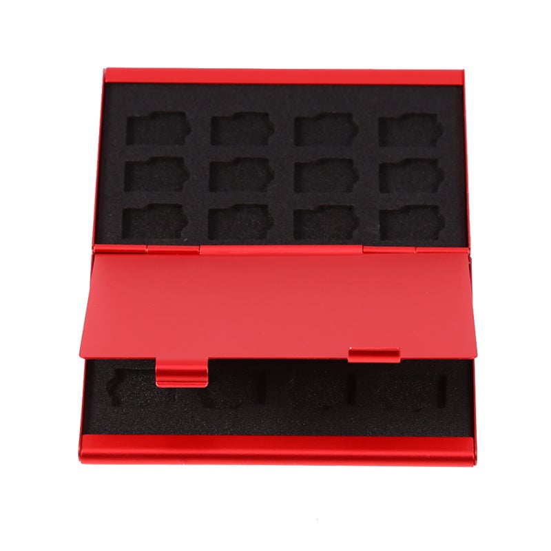 TF Card Case: 24-Piece Red Aluminum & EVA Double-Layer Holder - Durable Shockproof Protection Portable Storage for Travel and Photography - Image 4