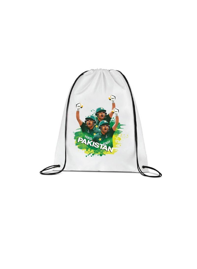 Pakistan Cricket Sports Fans Set - Pack of 3 Combo - Embroidered Cap, Drawstring Bag, and Hand Flag - Ideal for Matches, Events, and Everyday Use - Perfect for Sports Fans - Image 3