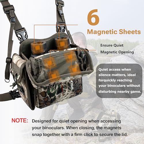 WOLFHUNT Binoculars Harness Chest Pack Magnetic Binocular Chest Harness with Detachable Rangefinder Pouch Camouflage Chest Rig Hunting Chest Pack Molle System - Image 3