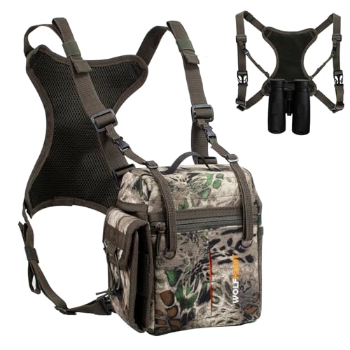 WOLFHUNT Binoculars Harness Chest Pack Magnetic Binocular Chest Harness with Detachable Rangefinder Pouch Camouflage Chest Rig Hunting Chest Pack Molle System - Image 1