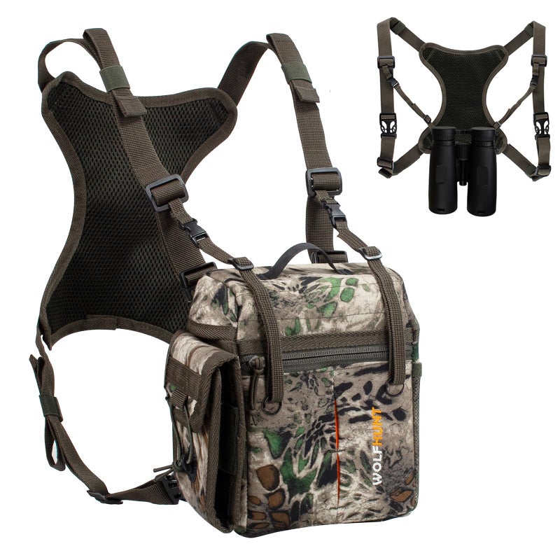 WOLFHUNT Binoculars Harness Chest Pack Magnetic Binocular Chest Harness with Detachable Rangefinder Pouch Camouflage Chest Rig Hunting Chest Pack Molle System - Image 2