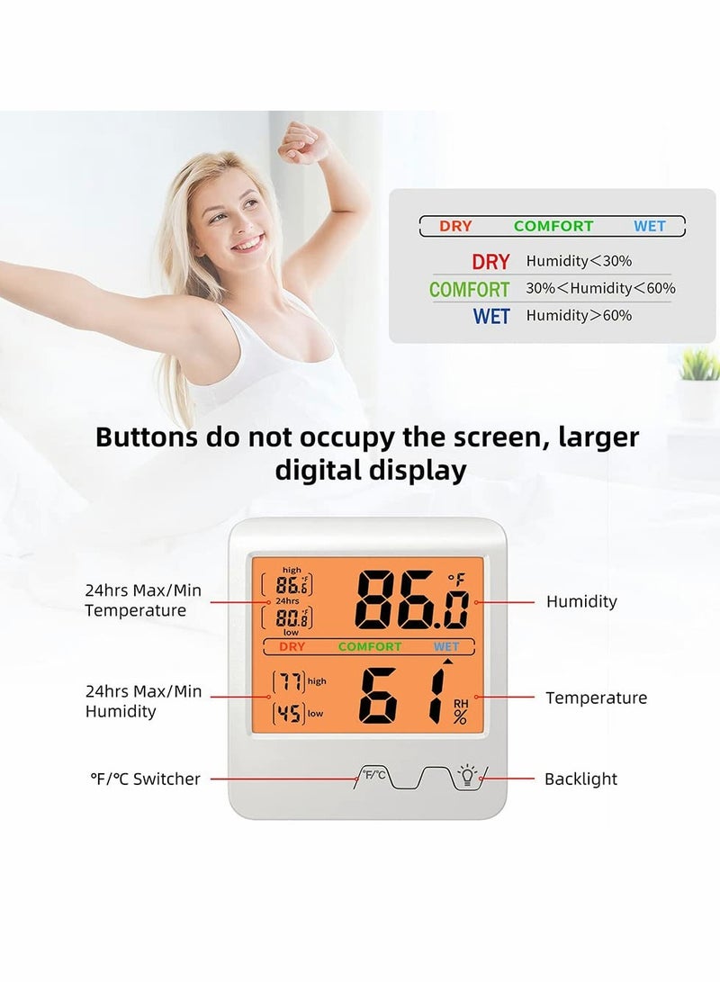 Digital Hygrometer and Thermometer with Backlight for Home Office Greenhouse and Baby Room Temperature and Humidity Monitor - Image 4