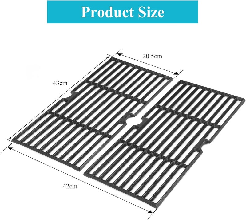 GRISUN Grill Grates and Grill Plate for Charbroil Advantage 463343015, 463344015, 463344116, Kenmore, Broil King and Others Gas Grill Models, 43cm Cast Iron Cooking Grates for G467-0002-W1 - Image 3