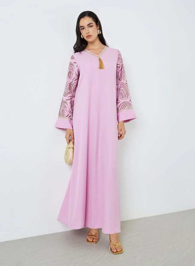 Women Pink Printed Crepe A-Line Jalabiya