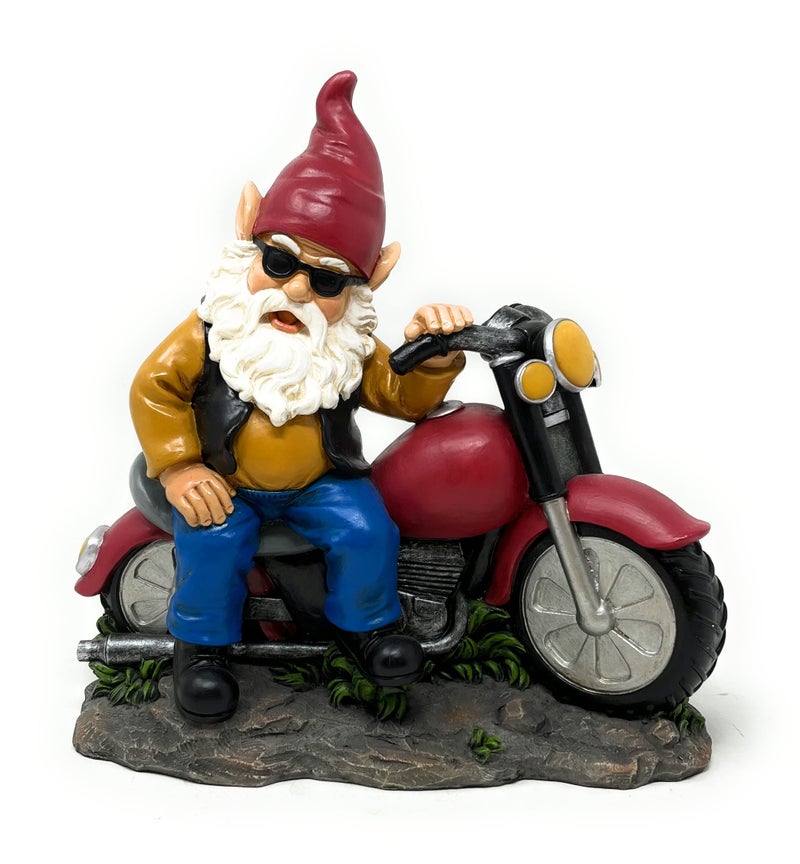 Natures Mark Motorcycle Biker Gnome Posing with his Harley Resin Statue Figurine Home Decorative Accent Dcor 945 H