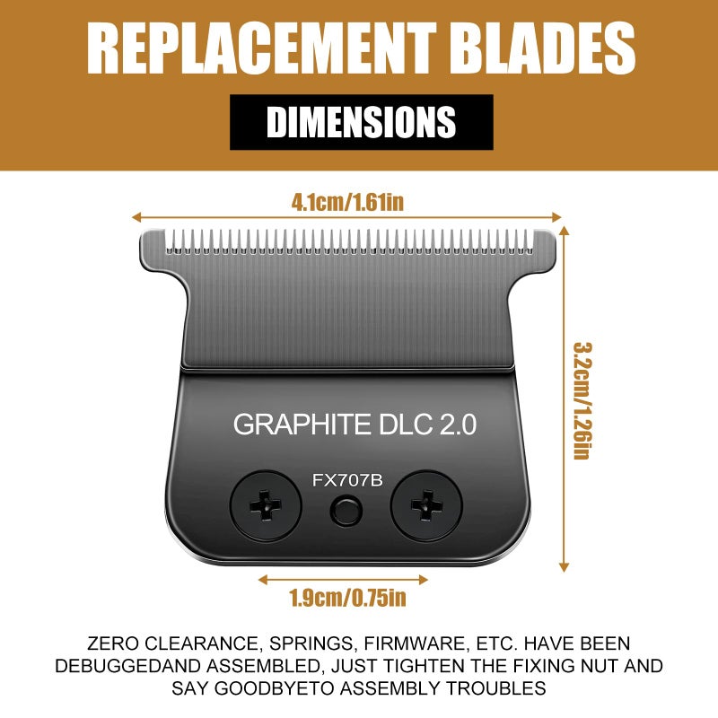 COSYONALL Trimmer Replacement Blade for Babyliss Pro All FX787 & FX726 Hair Trimmers,DLC 2.0 Clipper Replacement Blades Compatible with BaByliss Barberology Trimmer Blades,Black - Image 2