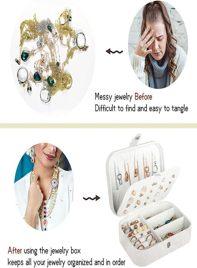TONSYL علبة مجوهرات من الجلد الصناعي لحفظ الأقراط والخواتم والقلائد، علبة تنظيم المجوهرات، علبة مجوهرات صغيرة للسفر، هدية مثالية للفتيات والسيدات - Image 5