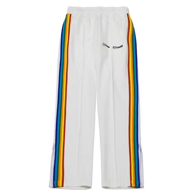All-Match Palm Angel Rainbow Striped Pants Straight-Leg Sports Pants Men'S And Women'S Casual Loose Trendy Brand Ins Couple Pants - Image 4